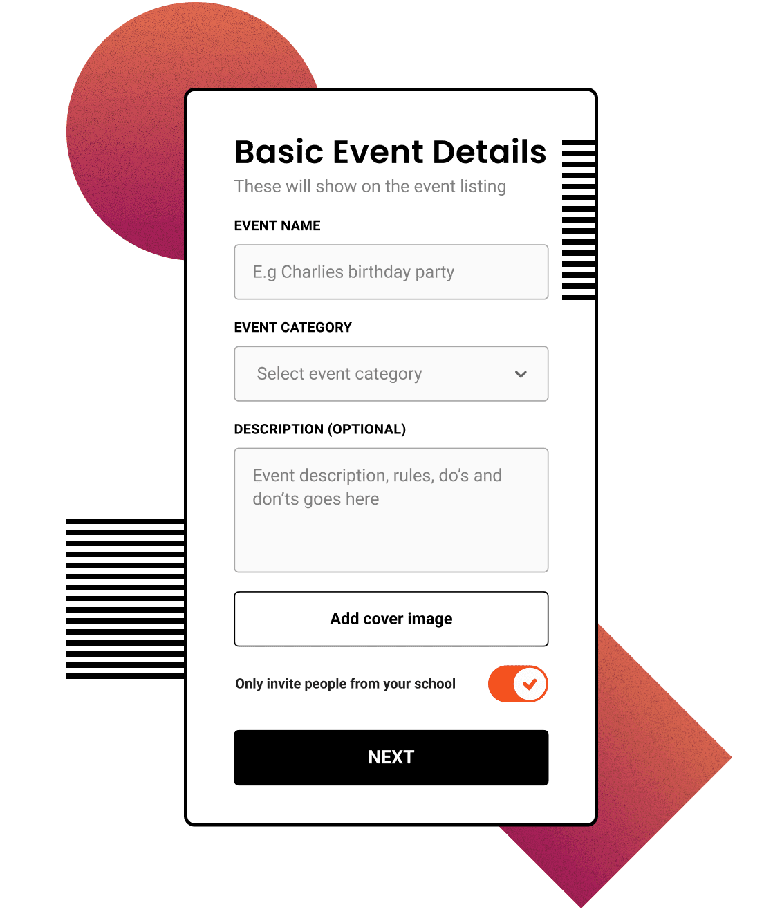 Form for creating events